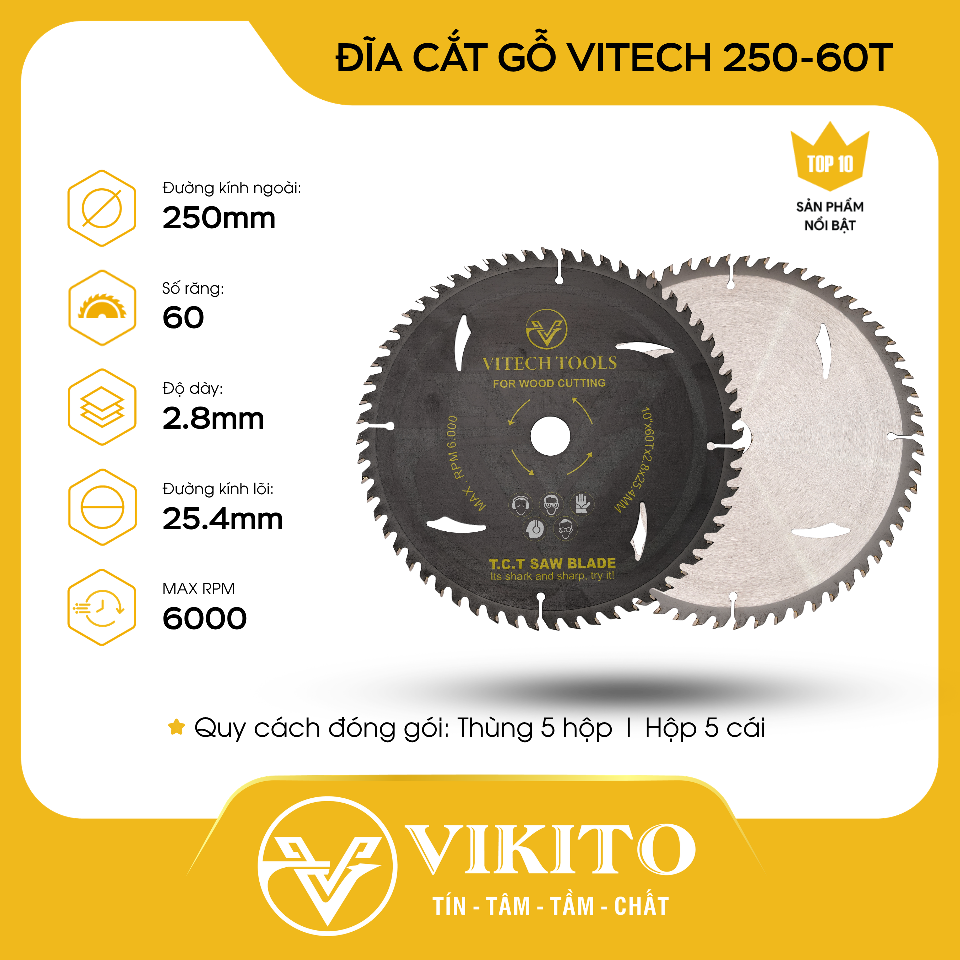Đĩa Cắt gỗ VITECH 250-60T
